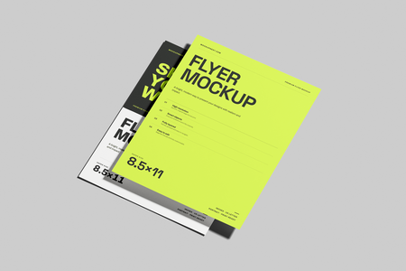 US Letter Flyer Poster Mockup High Angle View