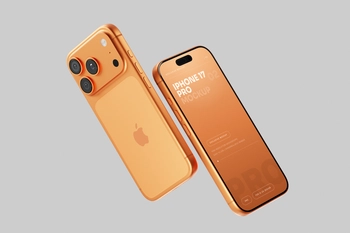 Orange iPhone 17 Pro Mockup Minimal Background