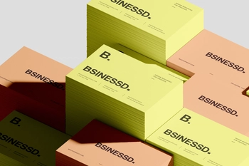 Stacked 85×55 Business Card Mockup On Flat Surface