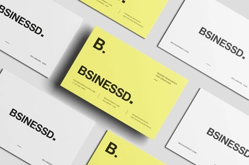 Free 85×55 Business Card Mockup Yellow Paper Set