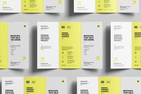Free A4 Trifold Flyer Mockup Front View
