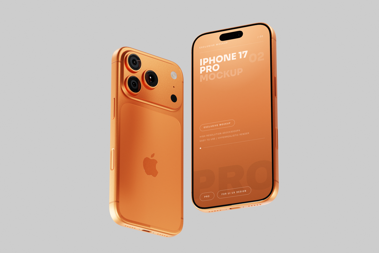 Free Orange iPhone 17 Pro Mockup Back View