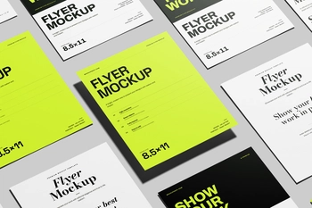 US Letter Flyer Poster Mockup Portrait Set