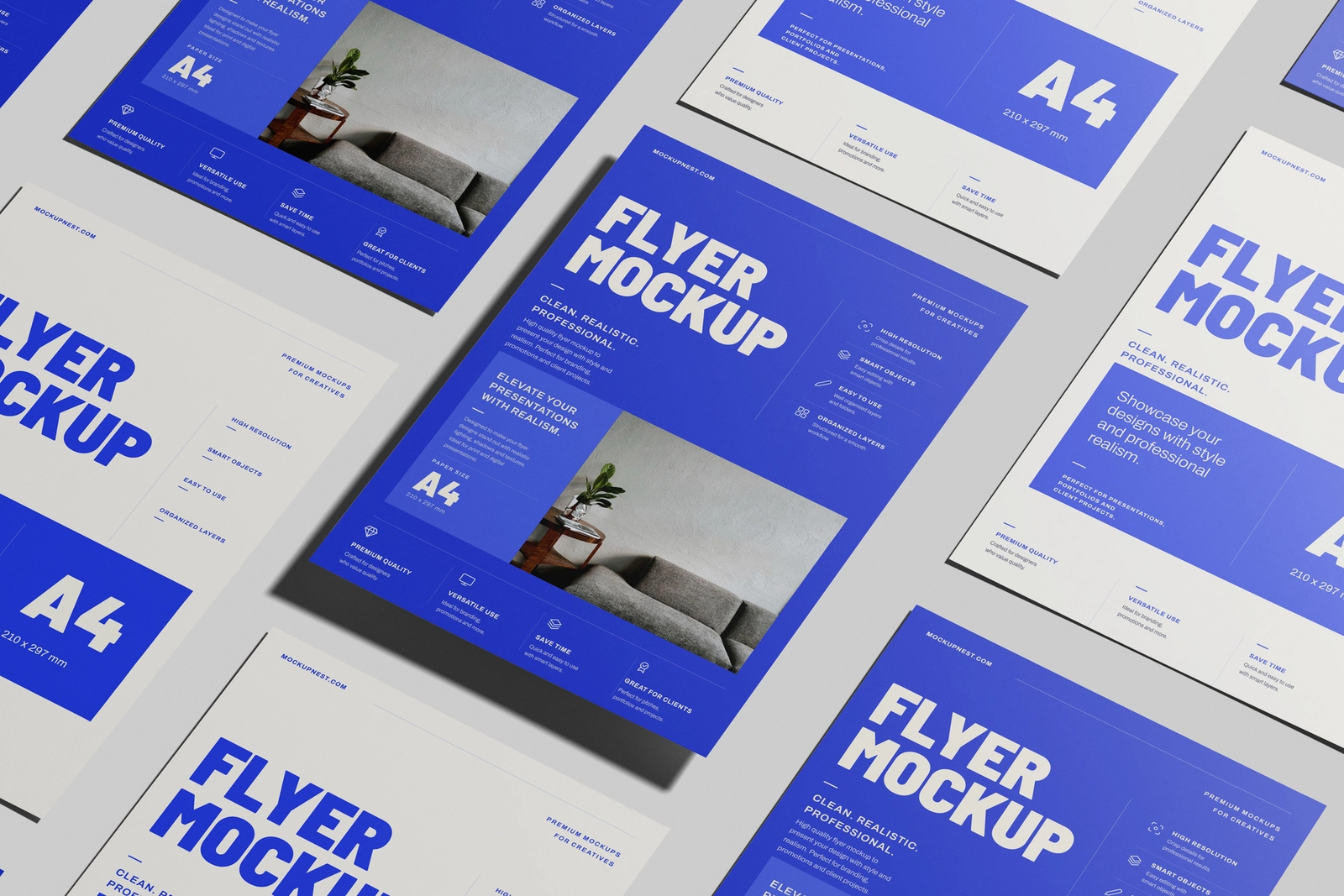 Free A4 EU Flyer Poster Mockup On Minimal Background