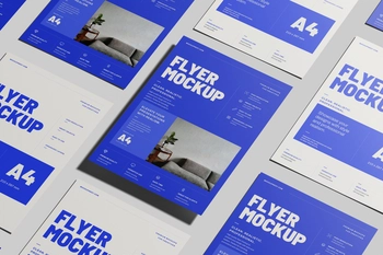 Free A4 EU Flyer Poster Mockup On Minimal Background