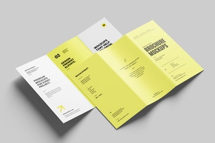 Free A4 Trifold Flyer Mockup Angled View Open