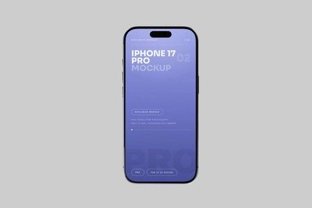 Free Blue iPhone 17 Pro Mockup Clean Front View