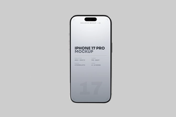 Free Silver iPhone 17 Pro Mockup Minimal Studio Background