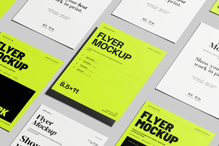 US Letter Flyer Poster Mockup Soft Even Light
