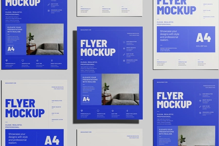 Free A4 EU Flyer Poster Mockup Set
