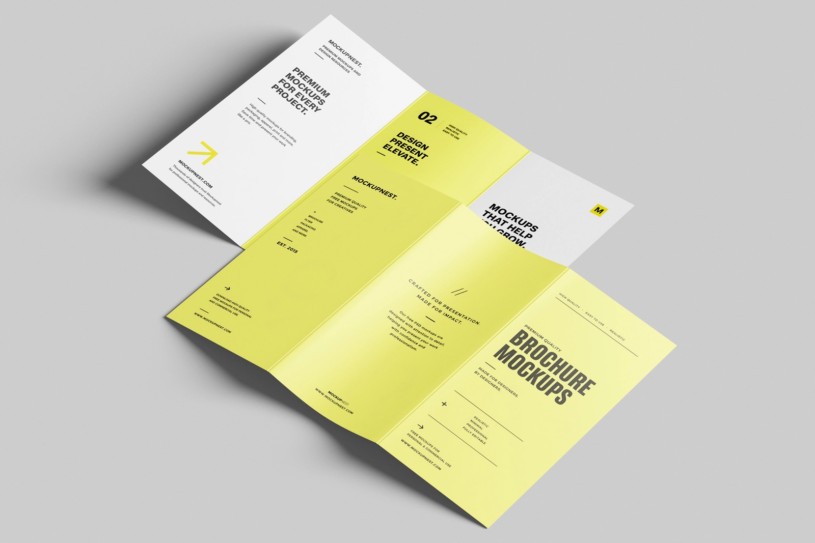 Free A4 Trifold Flyer Mockup On Floor Open Set