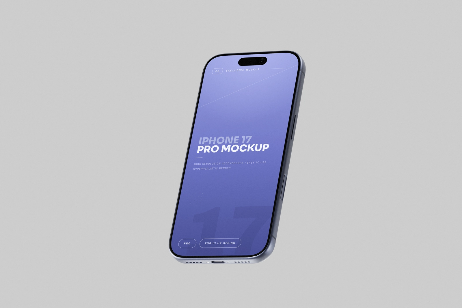 Free Blue iPhone 17 Pro Mockup Soft Shadows