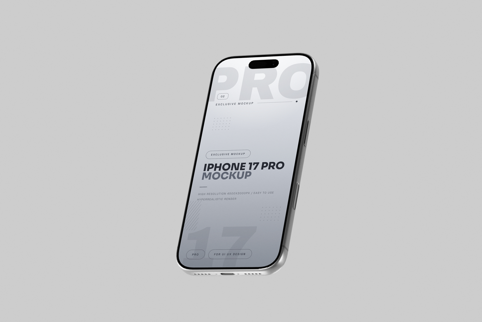 Free Silver iPhone 17 Pro Mockup Clean Background