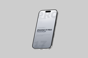 Free Silver iPhone 17 Pro Mockup Clean Background