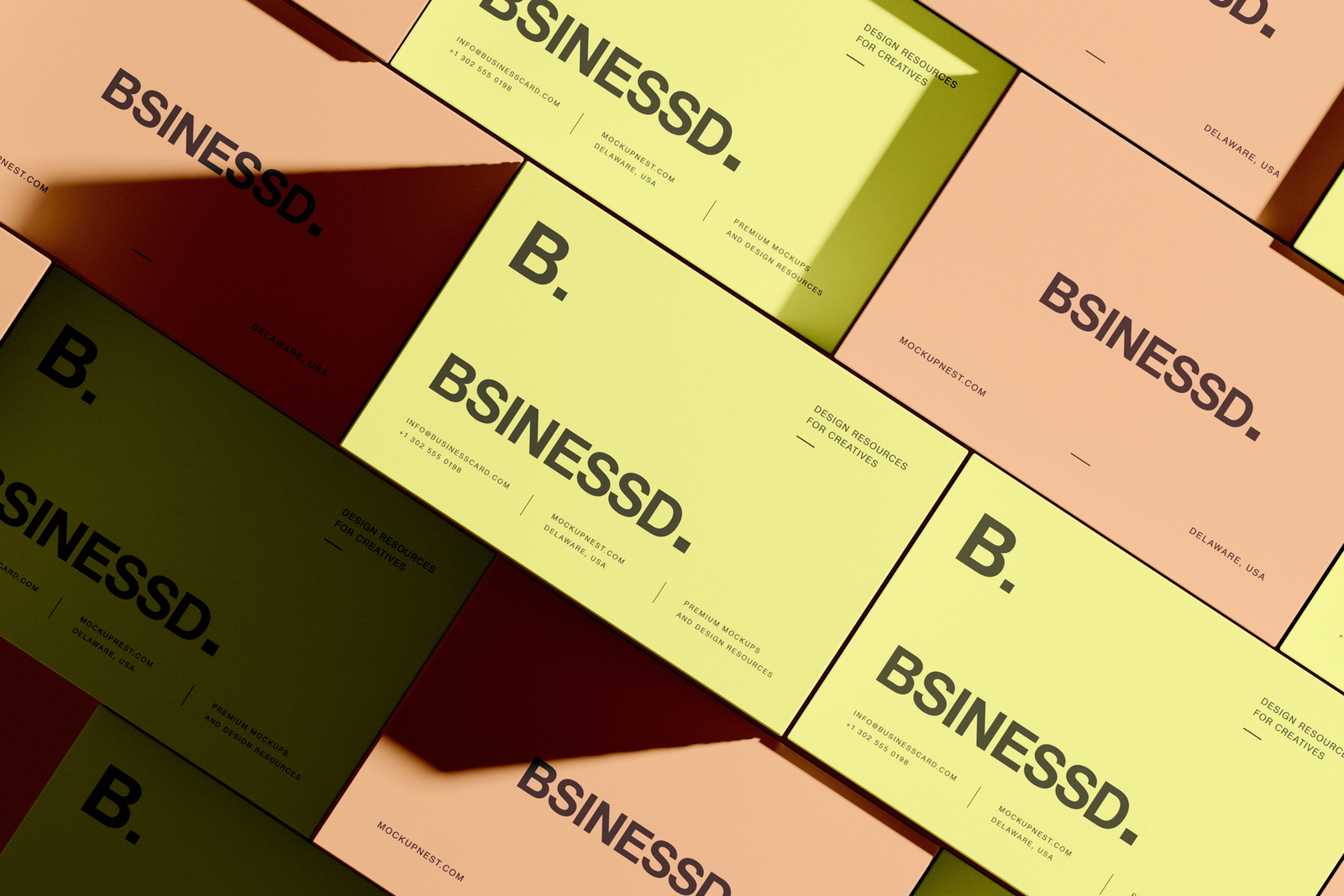 Free Stacked 85x55 Business Card Mockup On Surface | Mockupnest