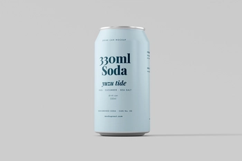 330ml Soda Beer Drink Can Mockup Angled View