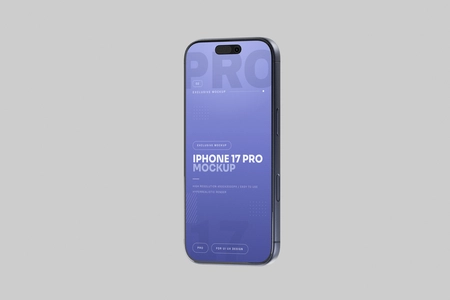 Blue iPhone 17 Pro Mockup On Minimal Background