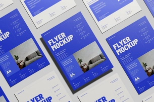 Free A4 EU Flyer Poster Mockup Floating