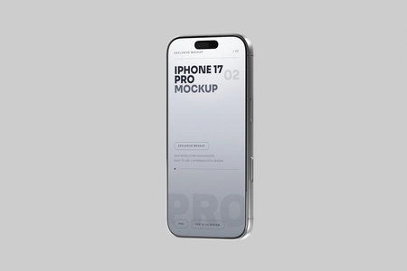 Silver iPhone 17 Pro Mockup Clean Front View