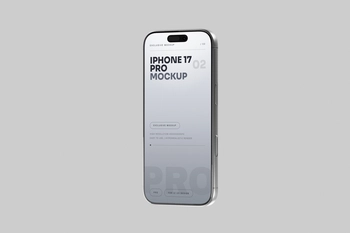 Silver iPhone 17 Pro Mockup Clean Front View