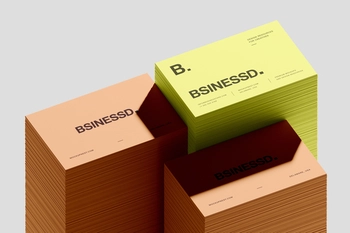 Stacked 85×55 Business Card Mockup On Minimal Background