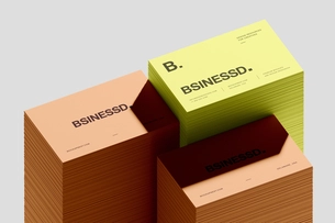 Stacked 85×55 Business Card Mockup On Minimal Background