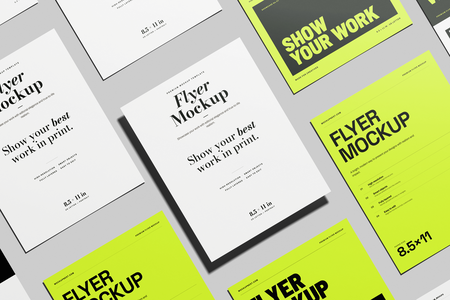 US Letter Flyer Poster Mockup Top View