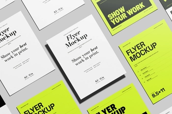 US Letter Flyer Poster Mockup Top View