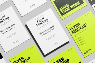 US Letter Flyer Poster Mockup Top View