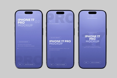 Free Blue iPhone 17 Pro Mockup On Surface