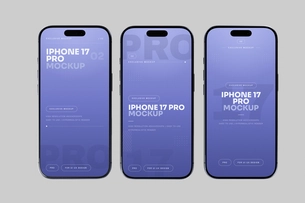 Free Blue iPhone 17 Pro Mockup On Surface