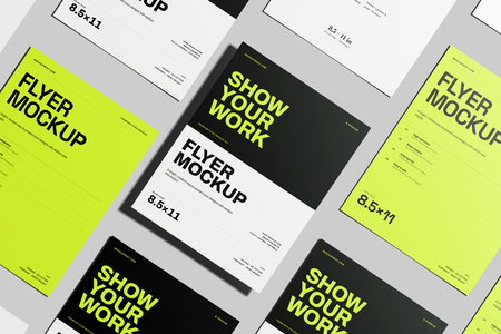 Free US Letter Flyer Poster Mockup Scattered