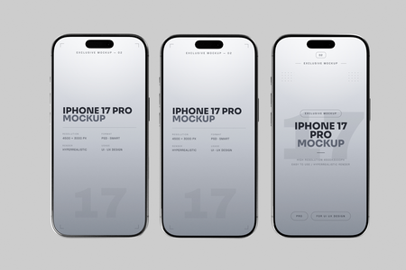 Silver iPhone 17 Pro Mockup Portrait Set