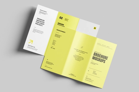 Free A4 Trifold Flyer Mockup In Studio Light