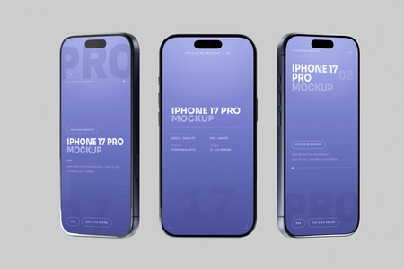 Free Blue iPhone 17 Pro Mockup Set