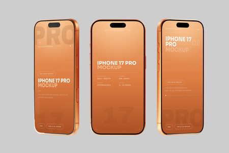 Free Orange iPhone 17 Pro Mockup Minimal Studio Background