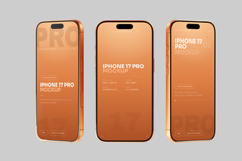 Free Orange iPhone 17 Pro Mockup Minimal Studio Background