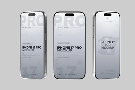 Free Silver iPhone 17 Pro Mockup Front View