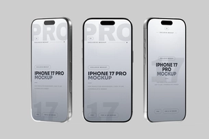 Free Silver iPhone 17 Pro Mockup Front View