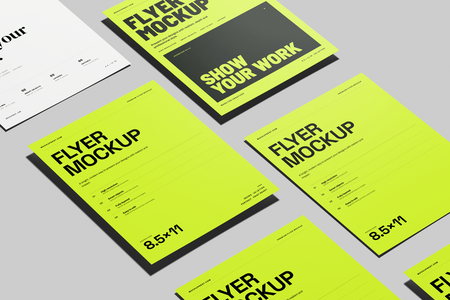 Free US Letter Flyer Poster Mockup Angled Perspective