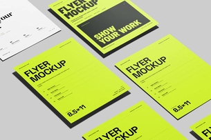 Free US Letter Flyer Poster Mockup Angled Perspective