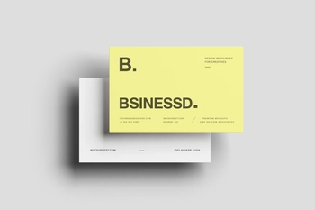 85×55 Business Card Mockup On White Paper