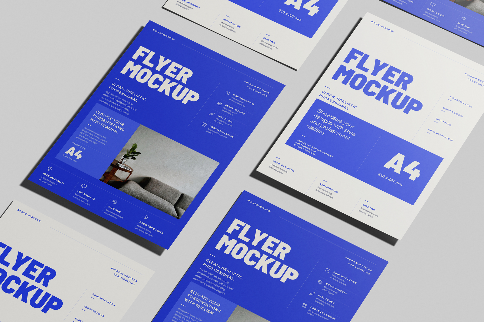 Free A4 EU Flyer Poster Mockup Stack