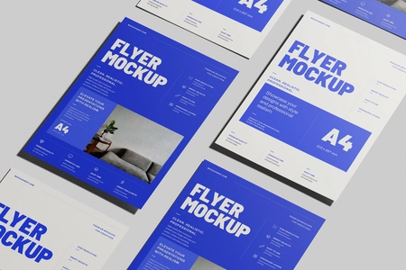 Free A4 EU Flyer Poster Mockup Stack