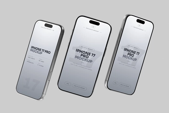 Free Silver iPhone 17 Pro Mockup Floating Set