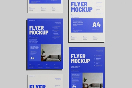 A4 EU Flyer Poster Mockup In Studio Light