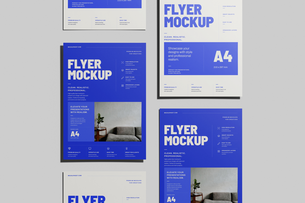 A4 EU Flyer Poster Mockup In Studio Light