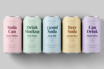 Free 330ml Soda Beer Drink Can Mockup On Minimal Background