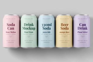 Free 330ml Soda Beer Drink Can Mockup On Minimal Background