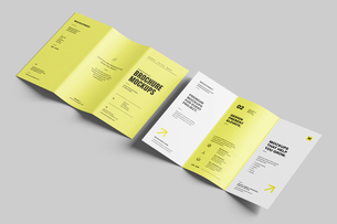 Free A4 Trifold Flyer Mockup On Floor Angled View